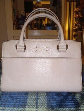 Kate Spade Elegant Beige Leather Purse with Top Handles